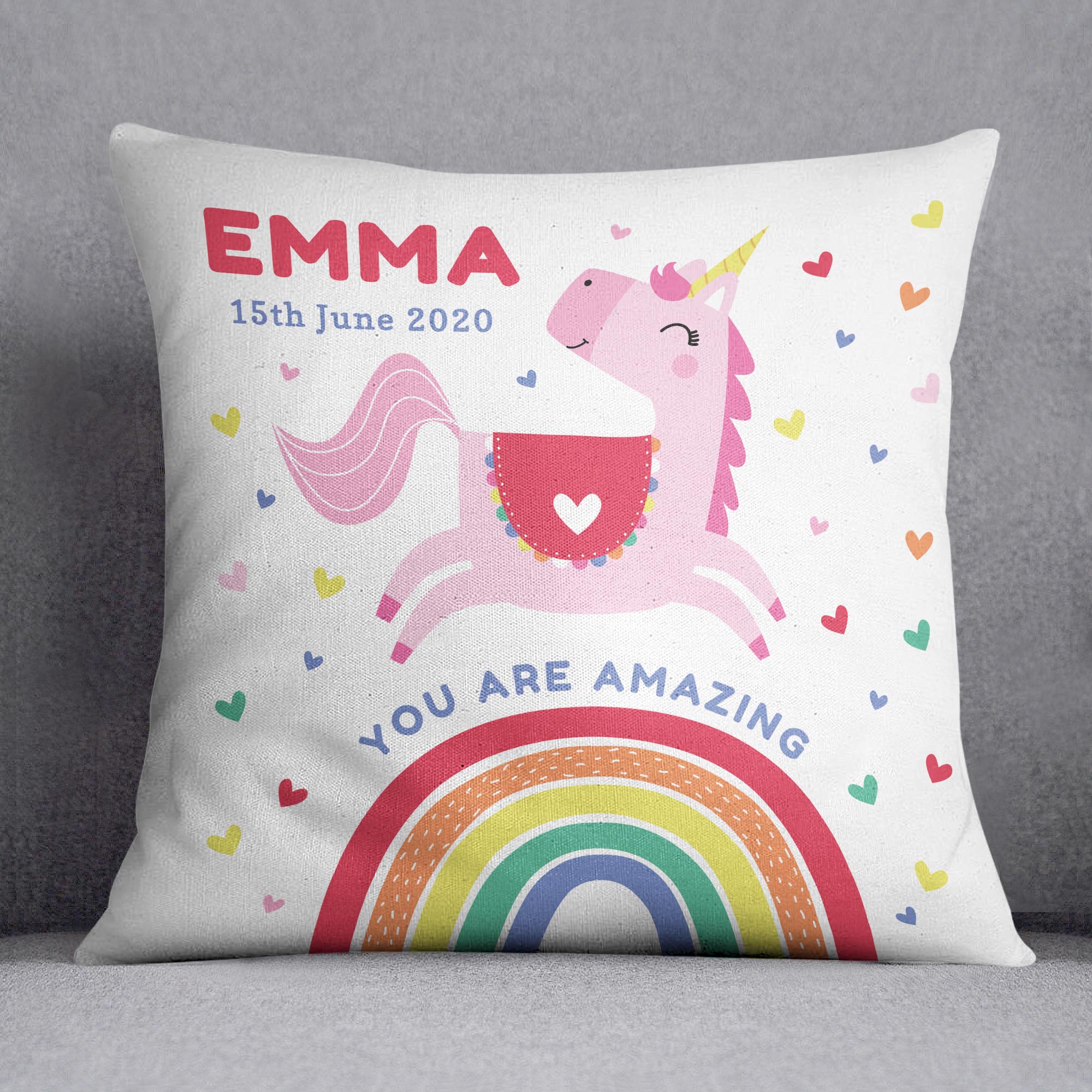 Unicorn You are Amazing Personalised Cushion